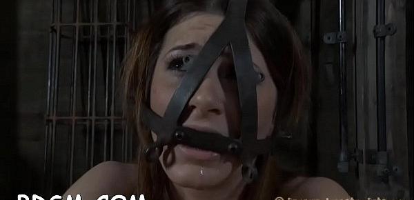  Cutie gets her neck restrained and knockers clamped